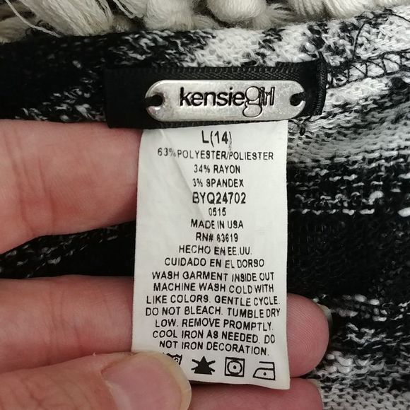 Kensie Girl Fringed Striped Sweater - Picture 6 of 6